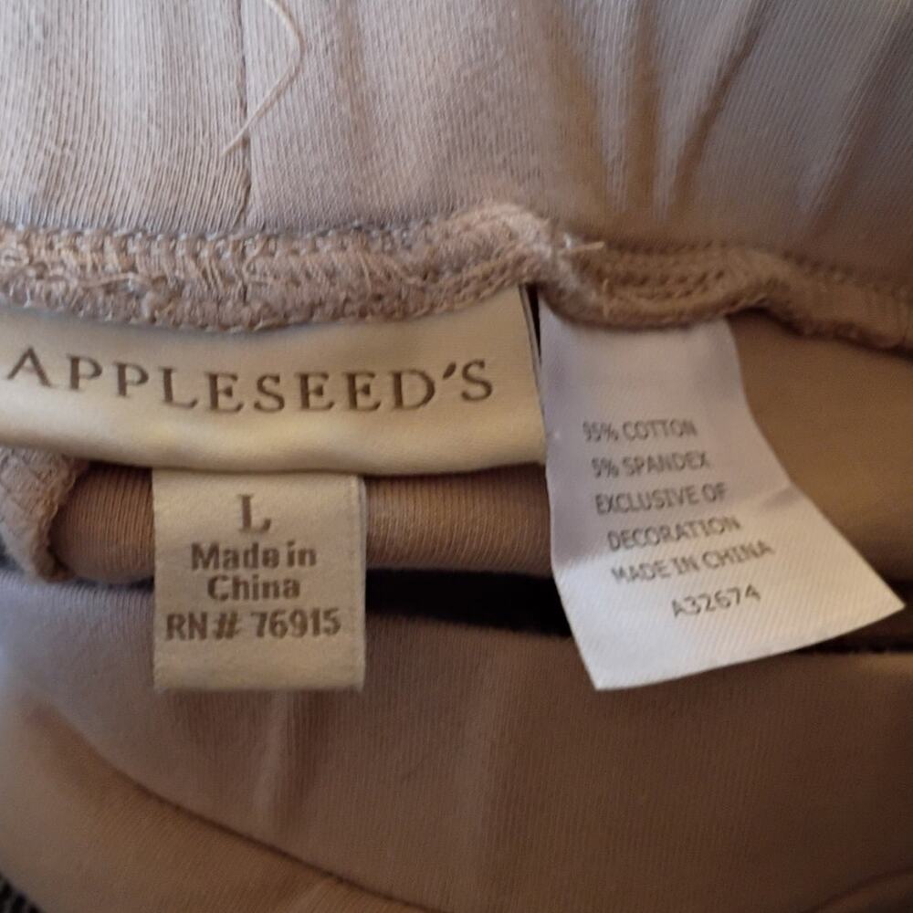Appleseeds Cotton Lounge Set 2 Pc Zip Top Pants Pockets Comfort Wear L Neutral - Picture 13 of 13